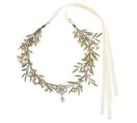 MUCKLILY Diadème Floral Artisanal de Goutte D'eau, Bandeau Couronne de Fleurs Artificielles Doré-vert, Accessoire Léger pour Mariage, Cosplay et Fêtes Médiévales, Serrage-tête Féminin