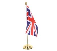 MUCKLILY Drapeau de Bureau Britannique Décoratif en Polyester avec Hampe en Fer et Socle Noir, Design Élégant pour Décoration de Table en Salle D'étude ou Conférence Internationale