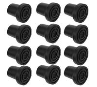 MUCKLILY Embouts en Caoutchouc Antidérapants Noirs 16 MM pour Cannes de Marche 12 Pièces Rechange Robuste pour Béquilles à Quatre Pieds Adaptés Usage Intérieur et Extérieur Sécurité