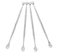 MUCKLILY Ensemble 4 Pièces D’Outils Manucure en Acier Inoxydable Double Tête Repousse-Cuticules et Coupe-Cuticules Professionnel pour Éliminer Peaux Mortes Soin des Ongles à Domicile