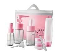 MUCKLILY Ensemble 9 Flacons De Voyage Transparents Pet 30 Ml Pulvérisateur Portable Pour Lotion Shampoing Cosmétiques Voyage Léger Rose