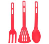 MUCKLILY Ensemble D’ustensiles Cuisine Rouge 3 Pièces Résistant la Chaleur, Spatule à Wok et Cuillère Antiadhésive, Outil Cuisine en Matériau Alimentaire pour Usage Quotidien la Maison