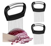 MUCKLILY Ensemble de 3 Outils Inoxydables pour Découper Oignons et Légumes Hachoir Manuel Multifonction Picots pour Tranches Uniformes Attendrisseur de Viande Poignée Antidérapante