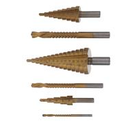 MUCKLILY Ensemble de 6 Forets Étagés Hss pour Bois et Métal Fraise à Chanfreiner Conique à Spirale Kit de Perçage Multi-Usages Professionnel pour Bricolage et Travail du Bois