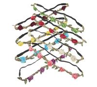 MUCKLILY Ensemble de 8 Bandeaux Fleuris Élastiques Couronne de Roses Bohème Accessoire Cheveux Femme pour Mariée Demoiselle D’Honneur Festivals Plage et Fêtes Taille Unique Léger et