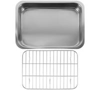 MUCKLILY Ensemble de Plaques de Cuisson Pratique et Sûr Rectangulaires en Acier Inoxydable Argenté lors de Fêtes ou Collection Personnelle pour Desserts et Fruits
