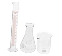MUCKLILY Ensemble D'outils de Laboratoire Scientifique en Verre Borosilicate Comprenant Bécher 250 Ml, Fiole Conique 250 Ml et Cylindre Gradué 100 Ml pour Mesure Précise en Laboratoire