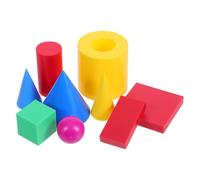 MUCKLILY Ensemble Géométrie Complet 9 Pièces en Plastique pour Apprentissage à Domicile Solides Géométriques Cube Cône Cylindre Sphère pour Garçon et Filles Développement des Compétences
