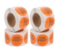 MUCKLILY Étiquettes Autocollantes Utiliser D'abord pour Contrôle de Stock, 4 Rouleaux de 500 Pcs, Couleurs Vives Orange, Papier Adhésif Résistant, pour Restaurants et Bars