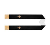 MUCKLILY Étole de Mariage Réversible Brodée à Pompons en Satin Châle de Cérémonie Religieuse Double Face Étole de Prêtre 135 CM Noir et Blanc pour Église et Mariage