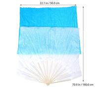 MUCKLILY Éventail Pliant de Danse Allongé 1,8m en Soie et Bambou pour | Bleu Dégradé, Léger et Facile à Plier, Accessoire Élégant pour Adultes Lors des Danses Orientales