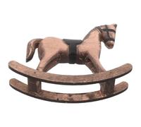 MUCKLILY Figurine Cheval à Bascule en Bois Vintage, Décoration Scandinave Rétro pour Salon et Bar, Modèle D’Animal Compact, Ornement Décoratif Naturel, Sculpture Artisanale, Miniature