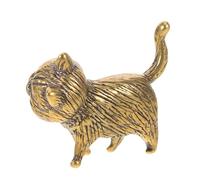 MUCKLILY Figurine en Laiton Chat Chanceux Qui Fait Coucou Petite Statue Décorative Objet de Collection Vintage Chat Antique pour Maison Bureau