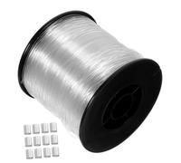 MUCKLILY Fil de Pêche en Nylon Transparent 200M 06Mm avec 60 Manchons en Aluminium Ligne Invisible pour Suspendre Décorations Cadres Photo et Loisirs Créatifs