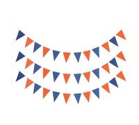 MUCKLILY Guirlande de Fanions Triangulaires en Papier Bleu et Orange 12 Fanions par Guirlande pour Décoration de Fête Anniversaire Mariage et Événement Extérieur