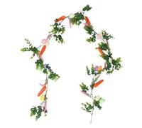 MUCKLILY Guirlande de Pâques 1,75 M Vignes Artificielles, Œufs Colorés et Carottes Décoratives, Couronne Printanière Suspendue pour Décoration Murale, Cheminée, Porte ou Table, Décoration