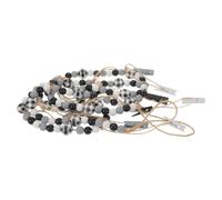 MUCKLILY Guirlande Porte-Photos à Clips en Perles de Bois Motif Quadrillé avec Pompons, Décoration Murale Rustique pour Chambre D’élève et Salle de Classe, Corde Photo Ajustable