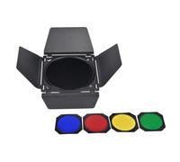 MUCKLILY Kit 4 Volets Déflecteurs Lumière 18 Cm Nid d'abeille et 4 Filtres Couleur pour Lampe Photo, Accessoires Éclairage Professionnel pour Flash, Barrière Lumineuse et Ombre Nette