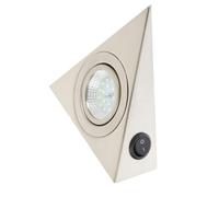 MUCKLILY Lampe LED sous Meuble Triangulaire 13x13 Cm Acier Inoxydable Brossé Lumière Blanche 220v Éclairage Armoire la Cuisine Étagère Compacte sans Scintillement pour Vitrine Tv