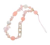 MUCKLILY Lanière pour Téléphone Portable Perlée Rose Breloques Décoratives en Cristal et Aluminium, Résistante la Casse, pour Usage Extérieur et Familial