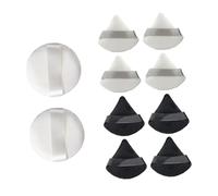 MUCKLILY Lot De 10 Houppettes à Visage 60x12mm Applicateur Cosmétique Doux Maquillage Coton Inclut 2 Ronds Blancs 4 Triangles Blancs Et 4 Triangles Noirs