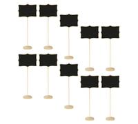 MUCKLILY Lot de 10 Mini-tableaux Noirs en Bois Décoratifs, Petits Panneaux à Craie avec Bordure Fleurie, Tableau Mémo Vertical pour Maison, Bureau, Mariage et Fête, Étiquettes Ardoise