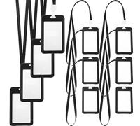 MUCKLILY Lot de 10 Porte-badges avec Cordon en Polyester Noir, Étui Transparent Double Face pour Protection et Organisation des Cartes D'identité Bureau ou Usage Quotidien