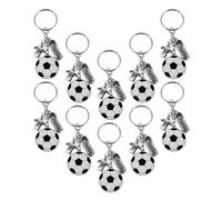 MUCKLILY Lot de 10 Porte-Clés Football en Alliage Métal Pendentifs Ballon de Soccer Breloques Sportives pour Paquet Accessoires Légers et Compacts pour Fans et Fêtes de Match