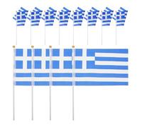 MUCKLILY Lot de 100 Drapeaux Grecs à Main Bâton, Design Portable en Polyester et Pvc, Couleurs Vives pour Activités Scolaires et Fêtes Nationales