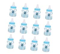 MUCKLILY Lot de 12 Boîtes à Bonbons en Plastique Bleu Décoration Ours en Cristal, Coffrets Présents pour Fête Prénatale, Mariage ou Anniversaire, Emballage Écologique et Réutilisable