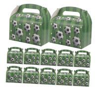 MUCKLILY Lot de 12 Boîtes à Bonbons Portatives en Carton Thème Football avec Poignées 12 Pcs Boîte à Friandises pour Fête D’anniversaire pour Invités Emballage Présent pour Fête Sportive