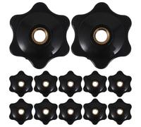 MUCKLILY Lot de 12 Boutons Étoile à Vis 1/4 avec Écrou Hexagonal Creux Poignée Moletée Noire en Métal pour Serrage Machine Réglage D’Outils et Maintenance Industrielle