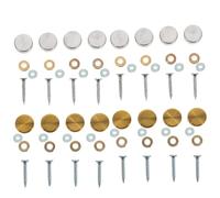 MUCKLILY Lot de 16 Sets de Vis Miroir Décoratives en Acier Inoxydable 304 Brossé Doré 16 Mm Anneaux en Cuivre pour Fixation et Décoration de Panneaux Verre et Enseignes