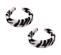 MUCKLILY Lot de 2 Bandeaux Larges pour Femme à Motif Zèbre, Imitation Fourrure Douce, Accessoires Coiffure pour Automne et Hiver, Serrage-têtes Stylés et Décoratifs, Bandeaux Cheveux Noirs