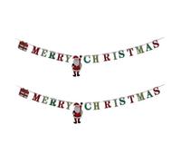 MUCKLILY Lot de 2 Bannières Décoratives de Noël en Papier Léger Lettres « Joyeux Noël » Motifs Cartoon Drapeaux Suspendus pour Décoration Intérieur et Extérieure de Fête Décoration