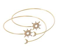 MUCKLILY Lot de 2 Bracelets Manchettes en Alliage Doré, Bijoux de Bras Réglables Soleil et Lune, Accessoires Femme pour Fête et Vie Quotidienne, Design Minimaliste et Élégant, Taille