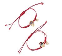 MUCKLILY Lot de 2 Bracelets Tissés Style Chinois Corde Rouge et Bleue Motifs Visage de L'Opéra de Pékin Bracelets pour Femmes et Filles Accessoires Traditionnels pour Nouvel An et Fête