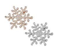 MUCKLILY Lot de 2 Broches de Noël Flocon de Neige en Alliage Ornées de Cristaux Scintillants Accessoires Élégants pour Fêtes et Soirées d’Hiver Présent Festif en Or et Argenté
