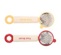 MUCKLILY Lot de 2 Brosses Pieds Rouges et Jaunes - Râpe à Pieds Manuelle en Acier Inoxydable - Exfoliant pour Talons et Nettoyage des Orteils - Accessoire Portable pour Bain et Voyage