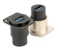 MUCKLILY Lot de 2 Connecteurs USB 3.0 Encastrés Montage sur Panneau, Double Prise Femelle Droite, Noir et Argenté, Adaptateur Prolongateur USB Haute Vitesse Compatible Transfert Données