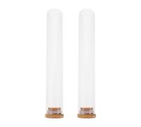 MUCKLILY Lot de 2 Flacons Décoratifs en Verre Tubulaire Transparent 3,5 X 22 Cm Bouchon en Bois, Accessoires pour Fleurs Séchées et Ornements Maison, Décoration Romantique et DIY