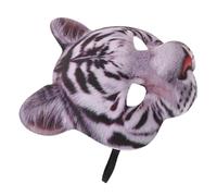 MUCKLILY Lot de 2 Masques Animaux Tigre Blanc en Plastique Léger Demi-Masque de Déguisement pour Cosplay Carnaval Soirées Masquées et Accessoires Photo Ventilation Antibuée Taille