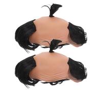 MUCKLILY Lot de 2 Perruques Samouraï Chauves pour Hommes, Perruques Amusantes de Cosplay, Accessoires de Déguisement Réalistes pour Fêtes, Théâtre et Soirées à Thème