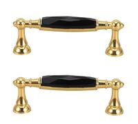 MUCKLILY Lot de 2 Poignées de Porte pour Meubles en Verre Coloré et Alliage de Zinc Entraxe 96 CM Finition Noire et Dorée Poignées de Tiroirs et Placards Modernes Cuisine Commode et