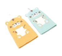 MUCKLILY Lot de 2 Serviettes de Bain pour Garçon et Filles en Polyester Motifs Tigre Bleu et Jaune Moufles Exfoliants Doux et Absorbants pour Nettoyage du Corps Bain Garçon Fille pour Bébé