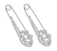 MUCKLILY Lot de 2 Set de Broches Couronne en Alliage Cristaux Étincelants, Épingles de Sûreté Décoratives pour Gilet et Cardigan Femme, Accessoires Élégants pour Pulls, Chapeaux et Paquet