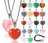 MUCKLILY Lot de 20 Set de Pendentifs de Bijoux de Cœur 20mm et 16mm pour Loisirs Créatifs Femme Couleur Pierre Naturelle Multifonction DIY Bracelets Colliers Boucles D’oreilles Présent