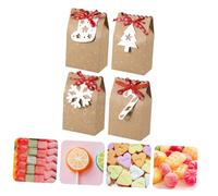 MUCKLILY Lot de 24 Boîtes à Bonbons de Noël en Kraft Grand Format Motifs Bonbons Canne Flocon Sapin et Chaussette Boîtes à Fond Carré pour Emballage Fête Paquet à Chocolat et