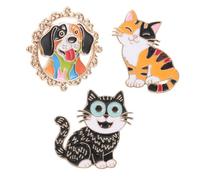 MUCKLILY Lot De 3 Broches Mignonnes En Émail Motif Chat Et Chien Kawaii, Bijoux Pour Femmes, Hommes, Étudiants, Sacs À, Vêtements, Accessoires