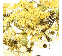 MUCKLILY Lot de 3 Confettis Pailletés Dorés pour Décoration d'Anniversaire de Mariage Papier Confetti Holographique 50 Or Joyeux Anniversaire et Étoiles Décorations de Table Festives